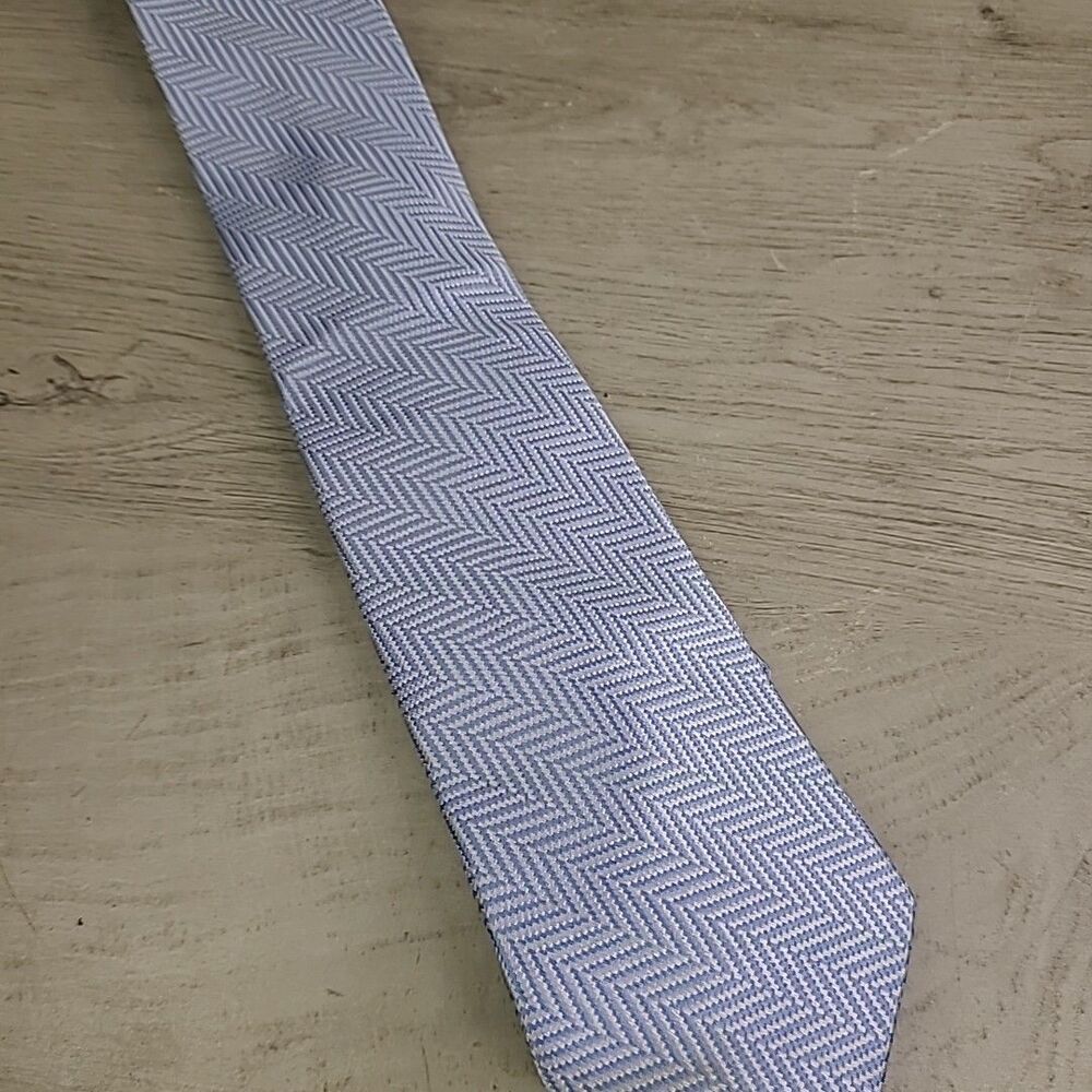 Tommy Hilfiger Mens Necktie Tie Geometric Skinny Blue White Preowned